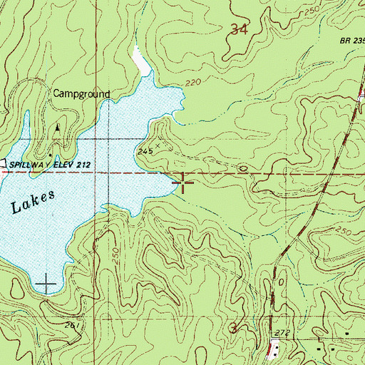 Topographic Map of Upper Caney Dam, LA