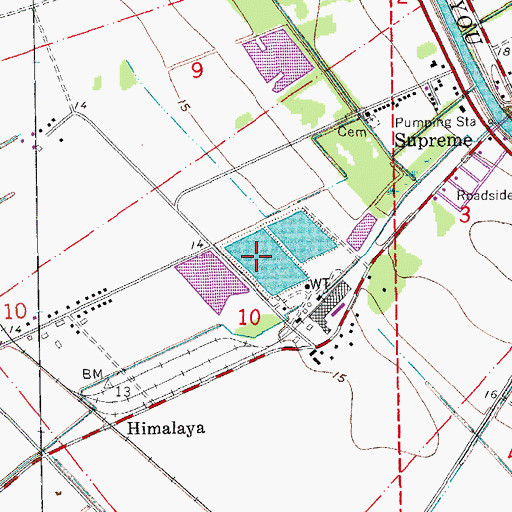 Topographic Map of Supreme Sugar Pond, LA