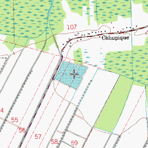 Topographic Map of Louisiana Noname Three Dam, LA
