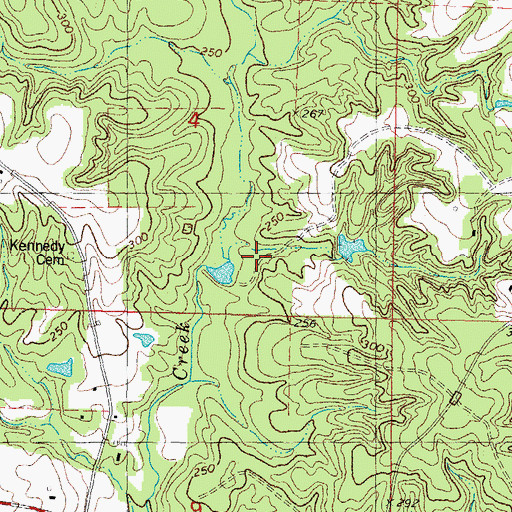 Topographic Map of Louisiana Noname Four Dam, LA