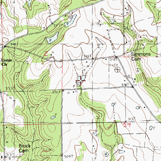 Topographic Map of Simmons Pond Dam, LA