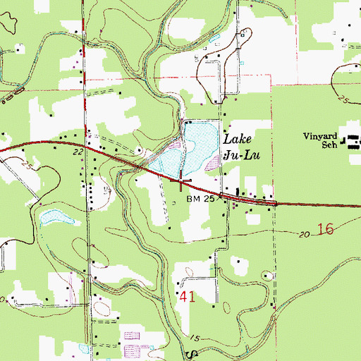 Topographic Map of Hoovers Pond Dam, LA