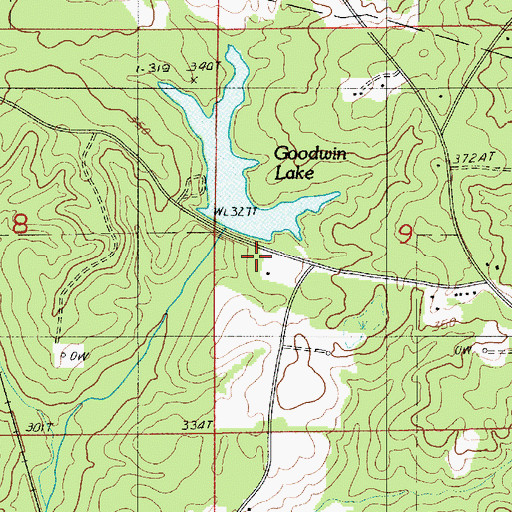 Topographic Map of Goodwin Lake Dam, LA
