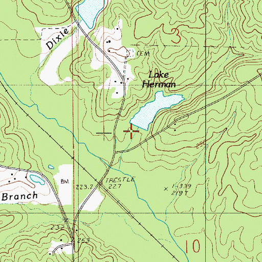 Topographic Map of Lake Herman Dam, LA
