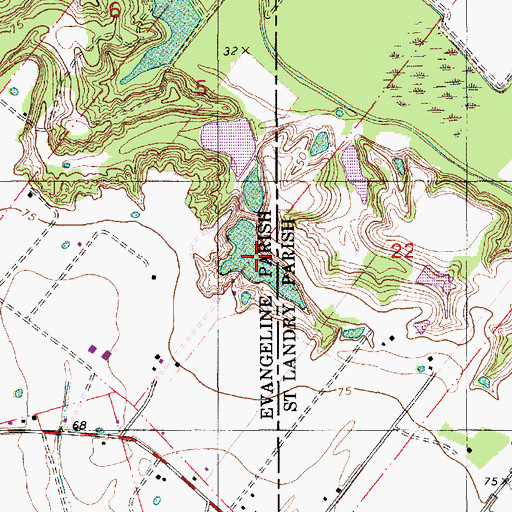 Topographic Map of Fontenots Pond, LA