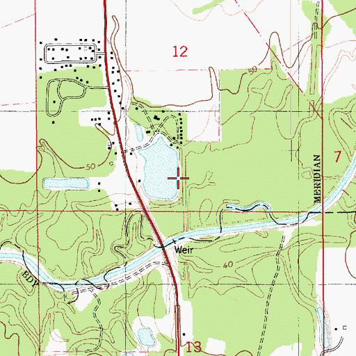 Topographic Map of Fred Bellow Lake Dam, LA