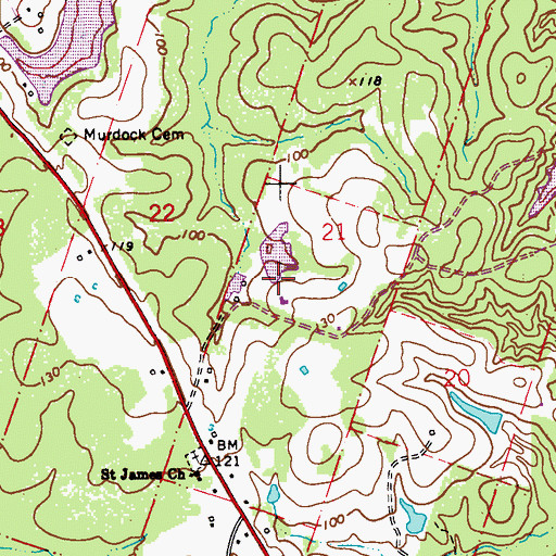 Topographic Map of Woodson Harvey Junior Lake Number Two Dam, LA