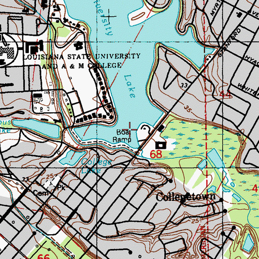 Topographic Map of University Lake Dam, LA