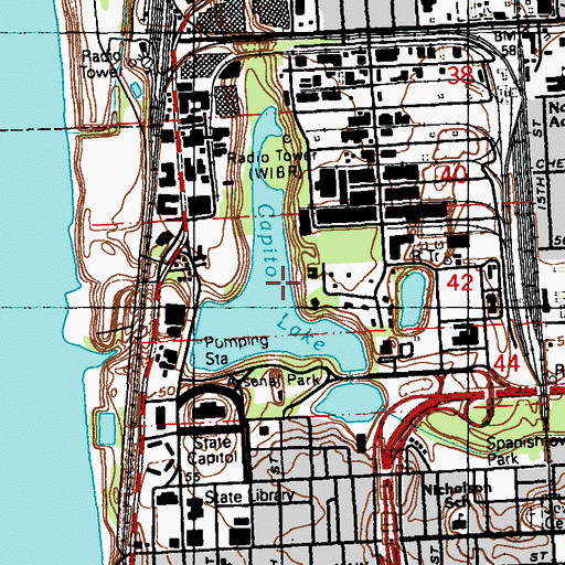 Topographic Map of Capitol Lake Dam, LA