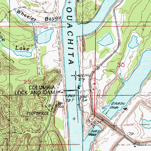 Topographic Map of Columbia Closure Dam, LA