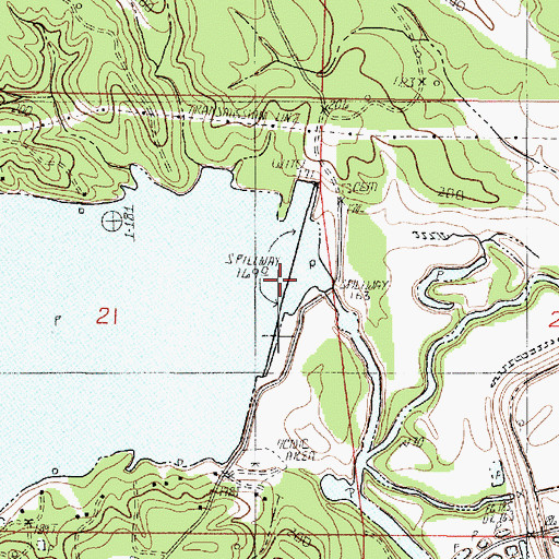 Topographic Map of Caddo Dam, LA