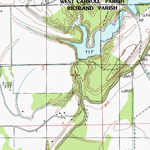 Topographic Map of Murphys Lake West End Dam, LA