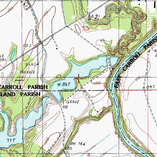 Topographic Map of Epps Lodge Lake Dam, LA