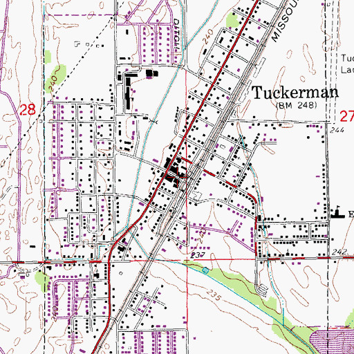 Topographic Map of Tuckerman, AR