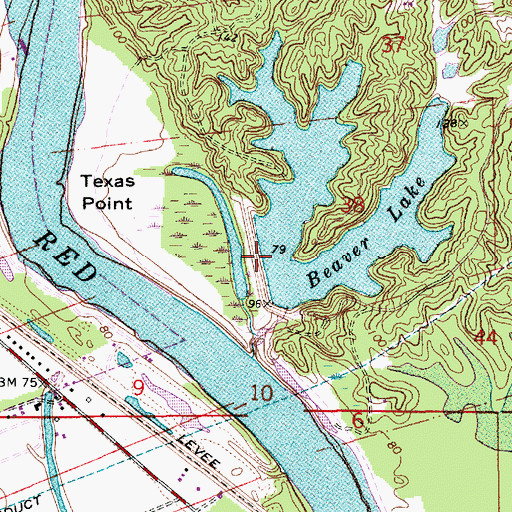 Topographic Map of Beaver Lake Dam, LA