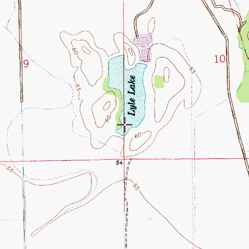 Topographic Map of Lyle Lake Dam, LA