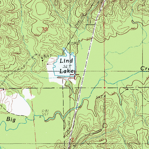 Topographic Map of Lynn Lake Dam, LA