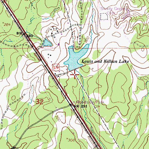Topographic Map of Lewis and Killan Lake Dam, LA