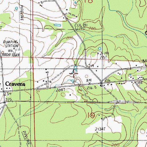 Topographic Map of Louisiana Noname 62 Dam, LA