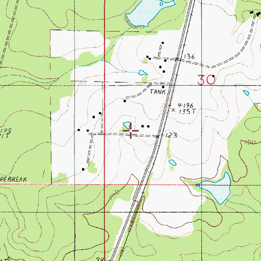 Topographic Map of Acengys Pond Dam, LA
