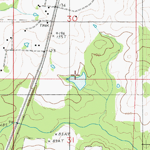 Topographic Map of Canerdays Pond Dam, LA