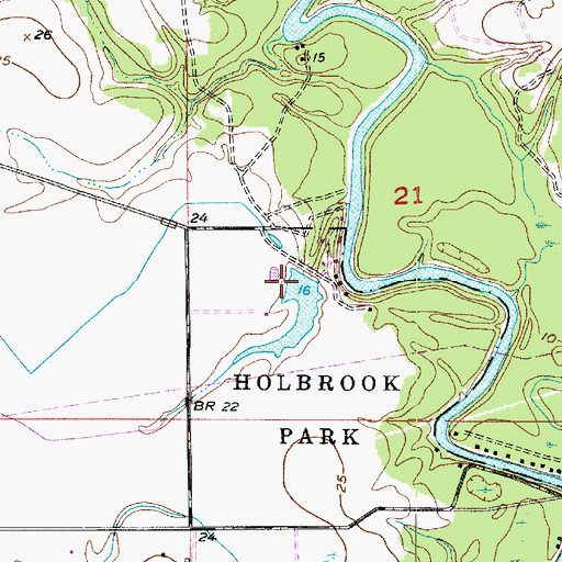 Topographic Map of Holbrook Park Lake Dam, LA