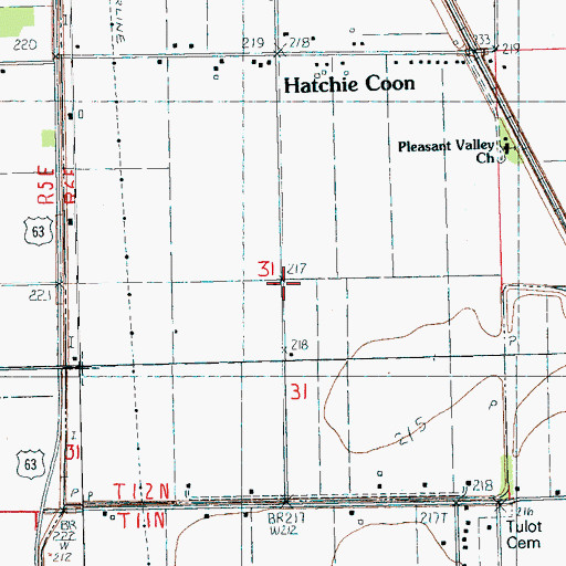 Topographic Map of Tulot Church, AR