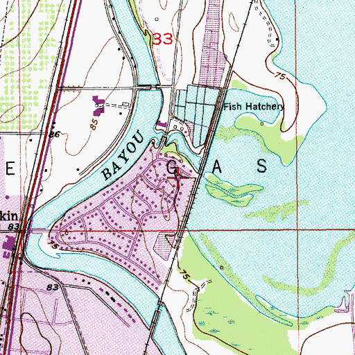 Topographic Map of Hannas Run Dam, LA