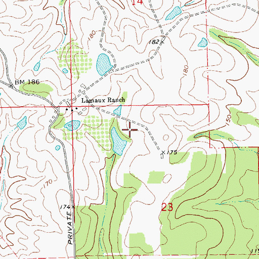 Topographic Map of Tung Oil Lake Number One Dam, LA