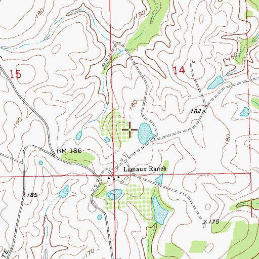 Topographic Map of Tung Oil Lake Number Two Dam, LA