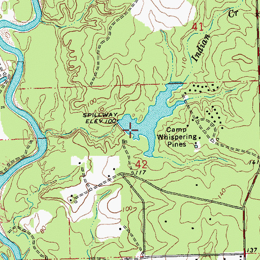 Topographic Map of Whispering Pines Dam, LA