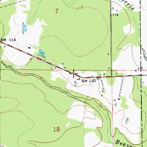 Topographic Map of Louisiana Noname 100 Dam, LA