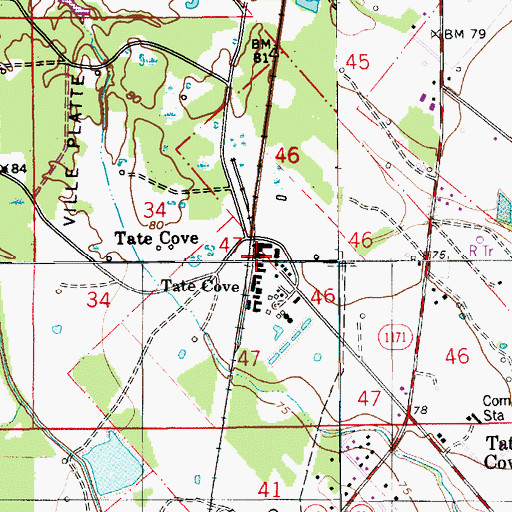 Topographic Map of Cazans Lake Dam, LA