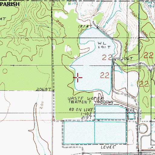 Topographic Map of Louisiana Noname 102 Dam, LA