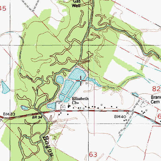 Topographic Map of Louisiana Noname 106 Dam, LA