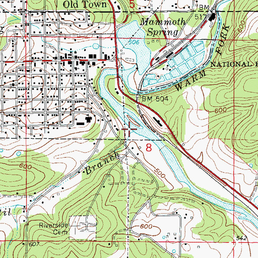 Topographic Map of Tunstil Branch, AR