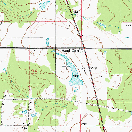 Topographic Map of Hand Pond Dam, LA