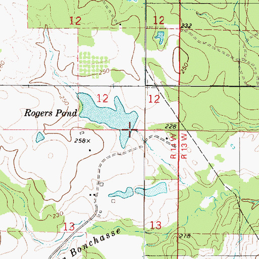 Topographic Map of Rogers Pond Dam, LA
