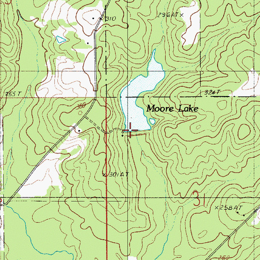 Topographic Map of Moore Lake Dam, LA