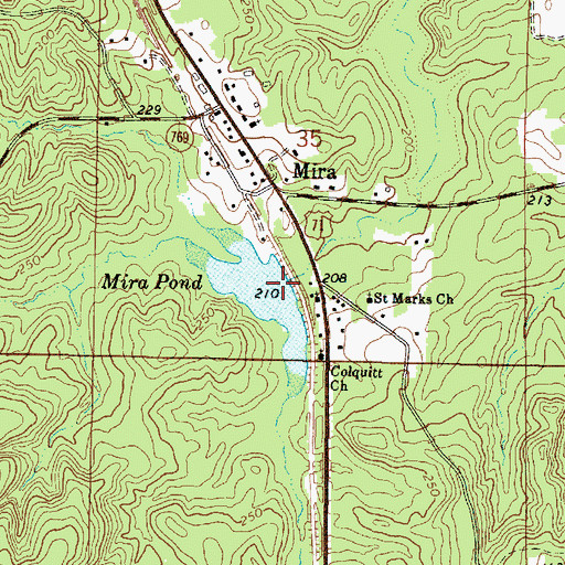 Topographic Map of Mira Pond Dam, LA