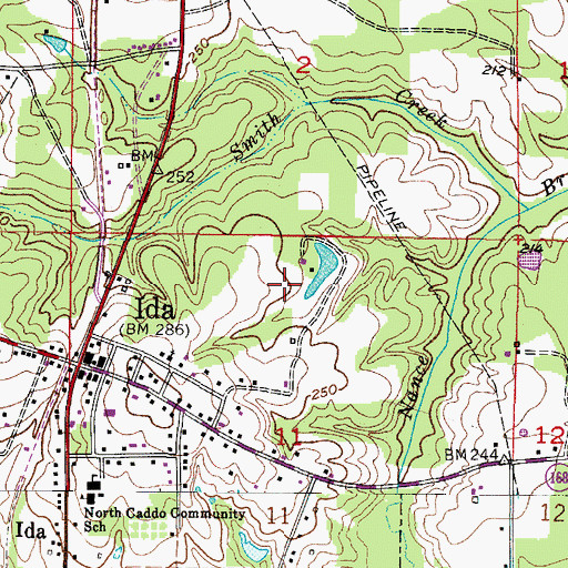Topographic Map of Ida Lake Dam, LA