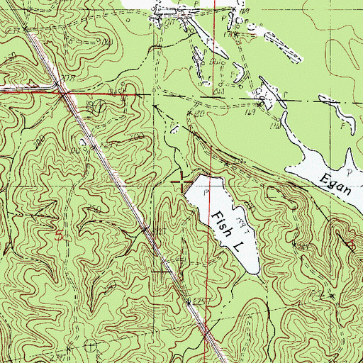 Topographic Map of Fish Lake Dam, LA