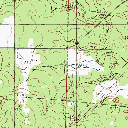 Topographic Map of Evening Star Lake Dam, LA
