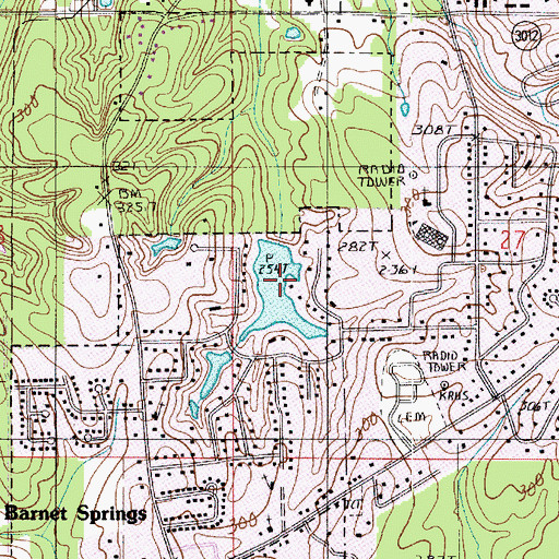 Topographic Map of Cypress Springs Lake Dam, LA