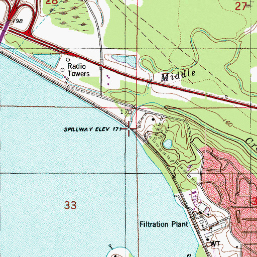 Topographic Map of Cross Lake Dam and Spillway, LA