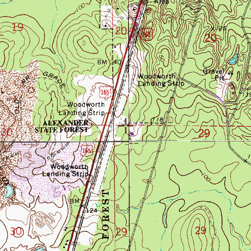 Topographic Map of Woodworth Airport, LA