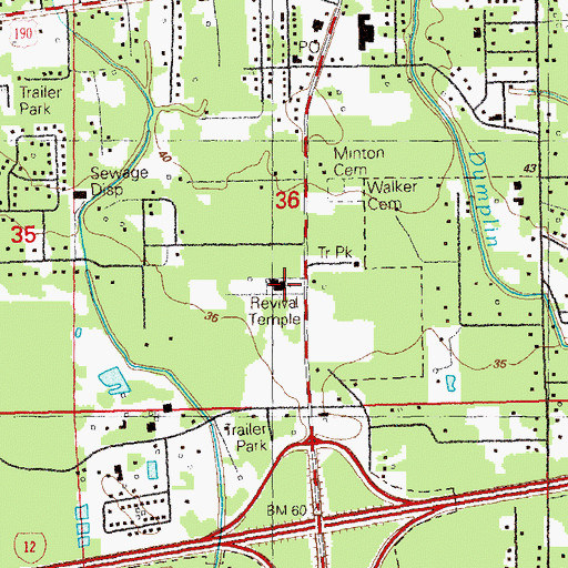 Topographic Map of Revival Temple, LA