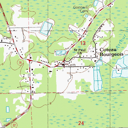 Topographic Map of First Baptist Church, LA