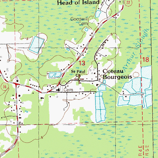 Topographic Map of Saint Paul Baptist Church, LA