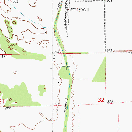 Topographic Map of Tupelo Ditch, AR